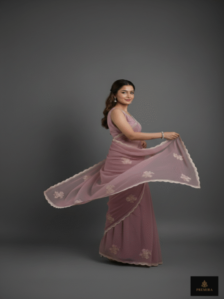 Mauve Petal Chiffon Saree