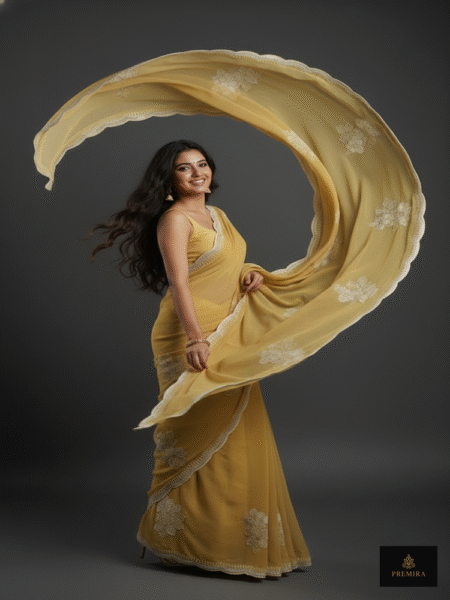 Primrose Yellow Chiffon Saree