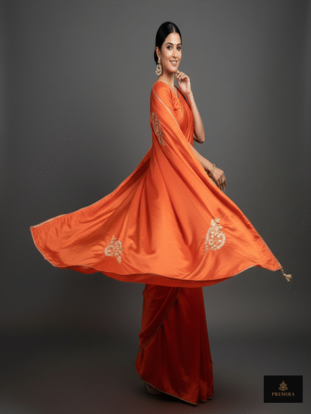 Sunset Orange Festive Saree